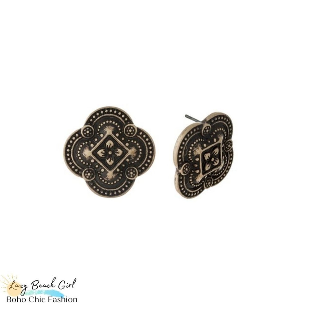 Burnished gold tone earrings